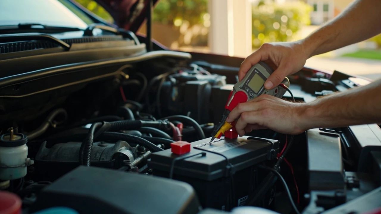 Person learning how to check car battery voltage with a multimeter