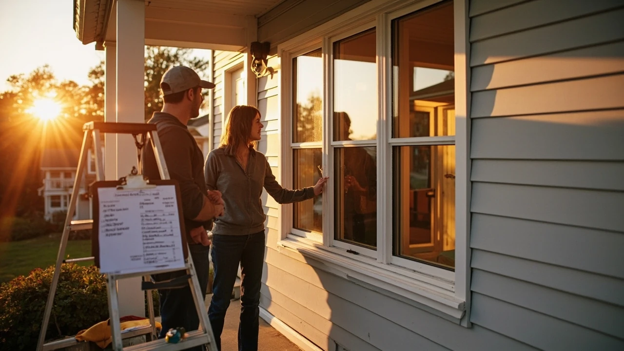 Homeowner reviewing the cost of window replacement at a residential property